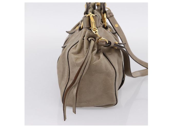 Miu Miu Handtasche Leder 2way Beige Gold Auth 167714M Golden - Ansicht 3