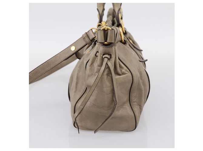 Miu Miu Handtasche Leder 2way Beige Gold Auth 167714M Golden - Ansicht 4