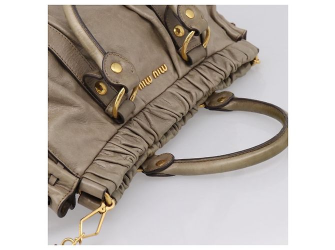 Miu Miu Handtasche Leder 2way Beige Gold Auth 167714M Golden - Ansicht 6