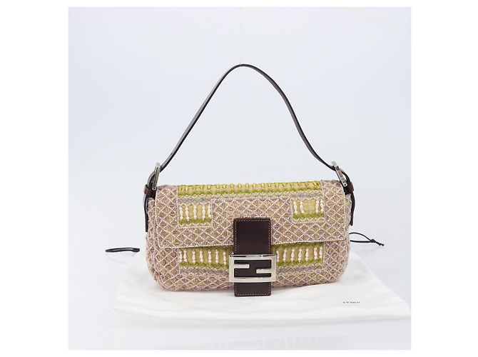 Borsa a tracolla FENDI Mamma Baguette perline Pink Silver Auth 204490SM Argento Rosa - vista 12