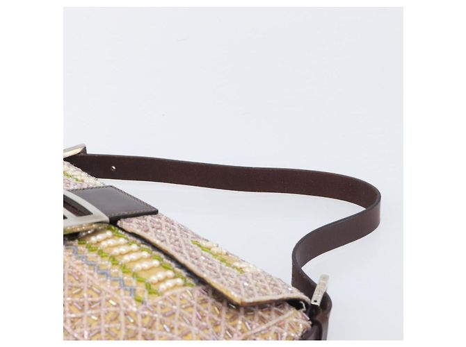 Borsa a tracolla FENDI Mamma Baguette perline Pink Silver Auth 204490SM Argento Rosa - vista 14