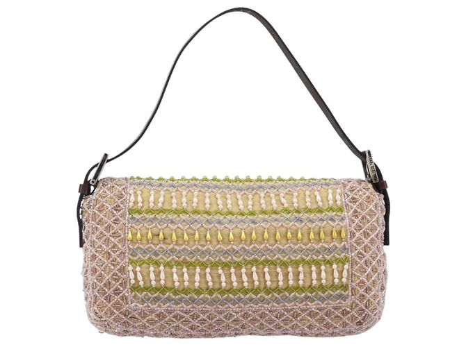 Borsa a tracolla FENDI Mamma Baguette perline Pink Silver Auth 204490SM Argento Rosa - vista 2