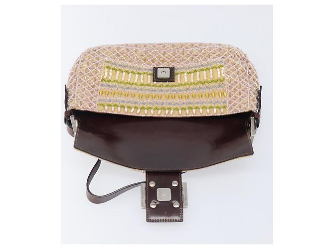 Borsa a tracolla FENDI Mamma Baguette perline Pink Silver Auth 204490SM Argento Rosa - vista 22