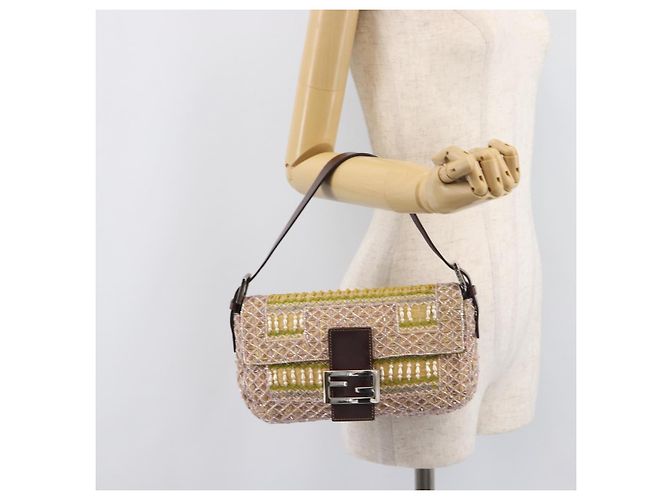 Borsa a tracolla FENDI Mamma Baguette perline Pink Silver Auth 204490SM Argento Rosa - vista 29