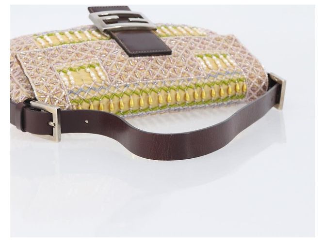 Borsa a tracolla FENDI Mamma Baguette perline Pink Silver Auth 204490SM Argento Rosa - vista 7