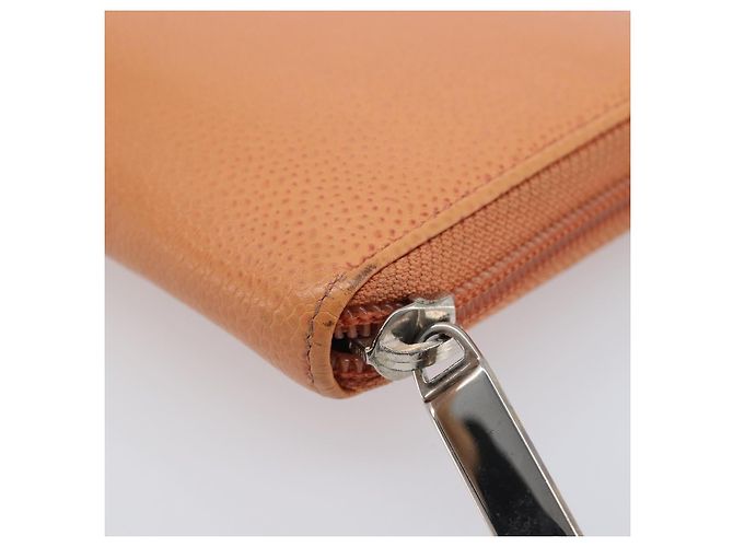 Cartera CHANEL Caviar Skin Orange Silver CC Auth 207480 Plata Naranja - vista 16
