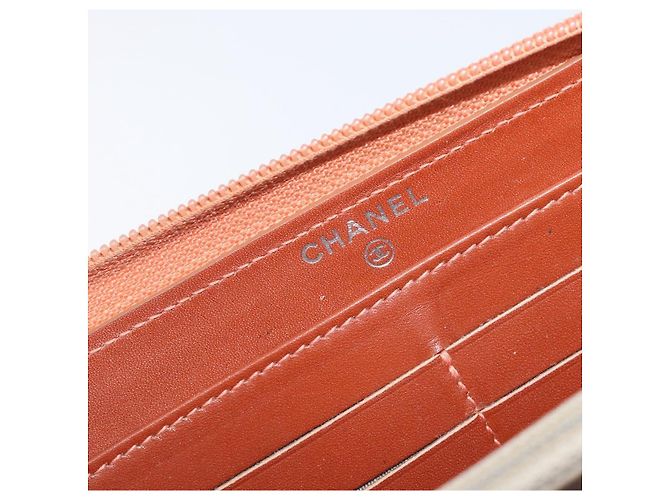 Cartera CHANEL Caviar Skin Orange Silver CC Auth 207480 Plata Naranja - vista 18