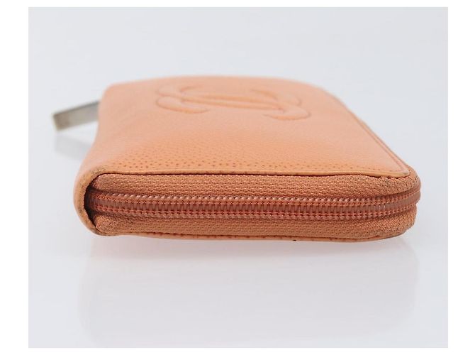 Cartera CHANEL Caviar Skin Orange Silver CC Auth 207480 Plata Naranja - vista 3