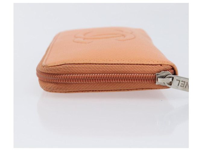 Cartera CHANEL Caviar Skin Orange Silver CC Auth 207480 Plata Naranja - vista 4