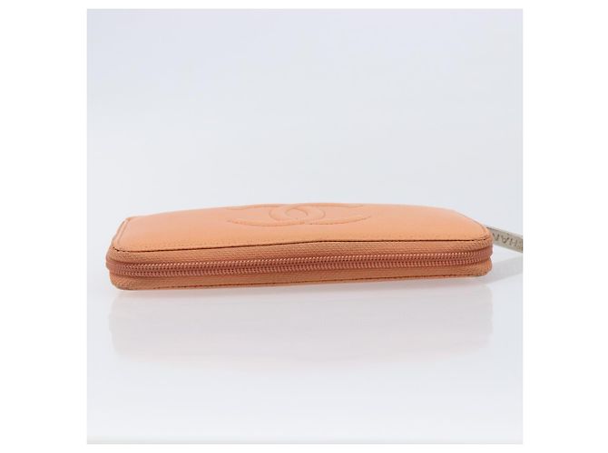 Cartera CHANEL Caviar Skin Orange Silver CC Auth 207480 Plata Naranja - vista 5