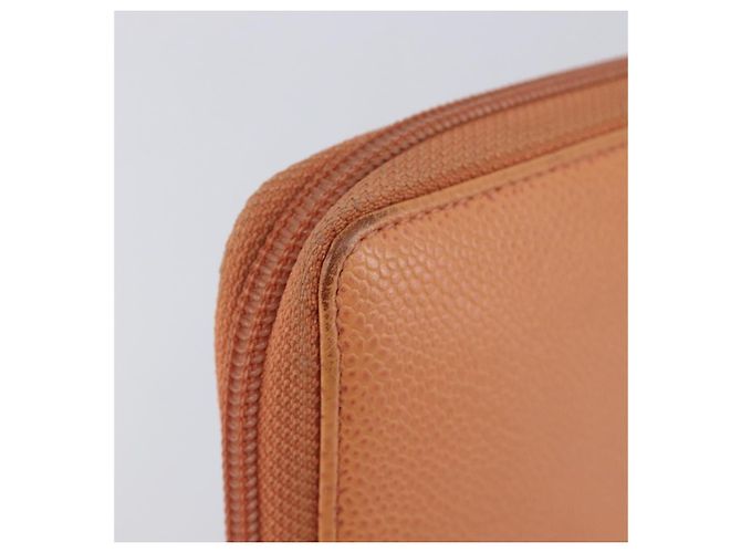 Cartera CHANEL Caviar Skin Orange Silver CC Auth 207480 Plata Naranja - vista 7