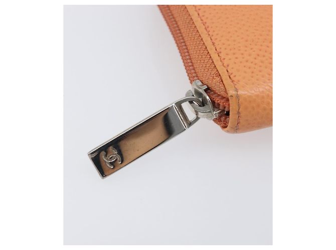 Cartera CHANEL Caviar Skin Orange Silver CC Auth 207480 Plata Naranja - vista 8