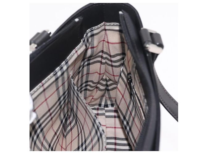 Borsa a mano BURBERRY in pelle nera argento Auth 206782A Nero - vista 19