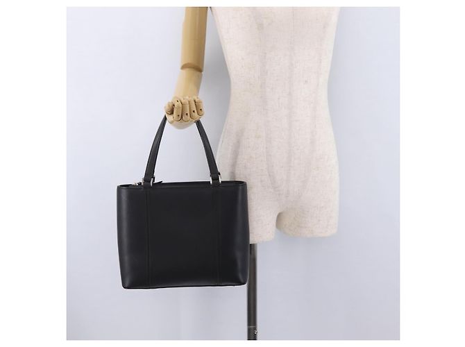 Borsa a mano BURBERRY in pelle nera argento Auth 206782A Nero - vista 23