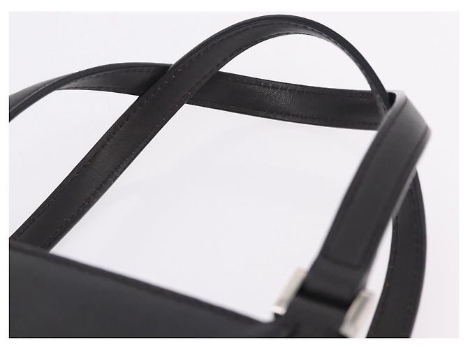 Borsa a mano BURBERRY in pelle nera argento Auth 206782A Nero - vista 8