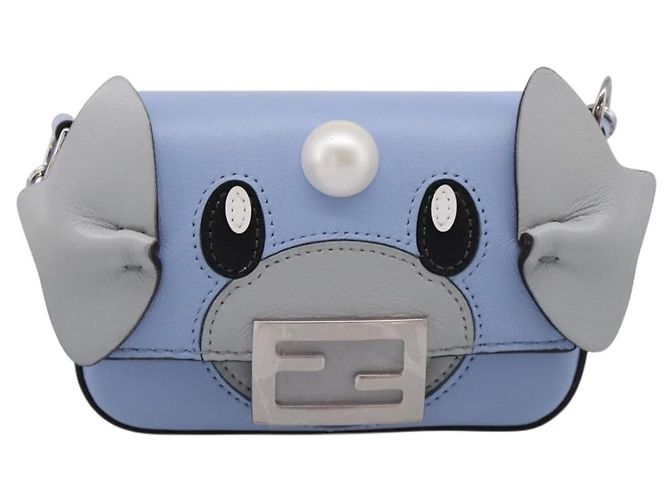 FENDI x FRGMT x POKEMON Nanobucket Chain Mini Dragon Leather Blue Auth 167751SM Argento Blu chiaro - vista 13