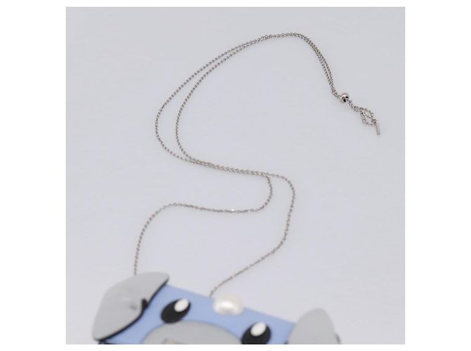 FENDI x FRGMT x POKEMON Nanobucket Chain Mini Dragon Leather Blue Auth 167751SM Argento Blu chiaro - vista 14