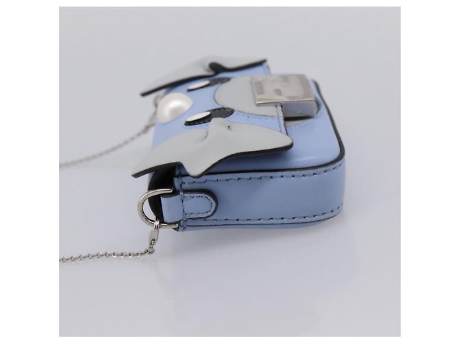 FENDI x FRGMT x POKEMON Nanobucket Chain Mini Dragon Leather Blue Auth 167751SM Argento Blu chiaro - vista 3
