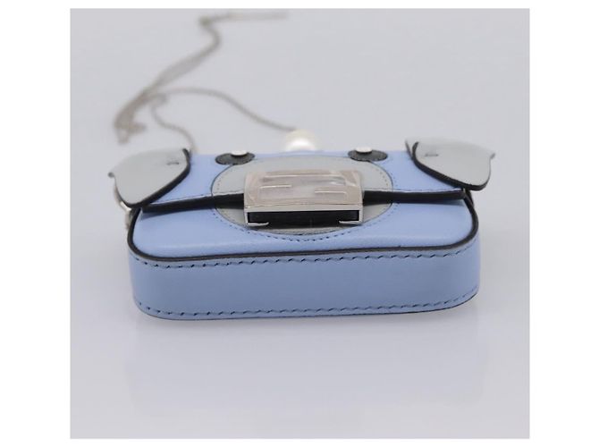 FENDI x FRGMT x POKEMON Nanobucket Chain Mini Dragon Leather Blue Auth 167751SM Argento Blu chiaro - vista 5