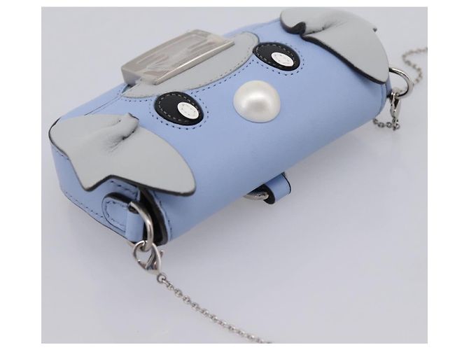 FENDI x FRGMT x POKEMON Nanobucket Chain Mini Dragon Leather Blue Auth 167751SM Argento Blu chiaro - vista 6