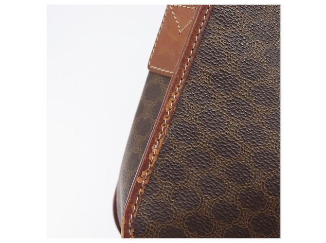 Céline Bolsa de Ombro CELINE Macadam Canvas PVC Leather Brown Gold Auth 207469 Marrom Dourado - vista 10