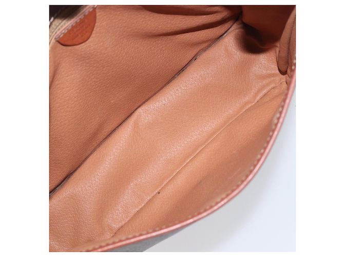 Céline Bolsa de Ombro CELINE Macadam Canvas PVC Leather Brown Gold Auth 207469 Marrom Dourado - vista 11