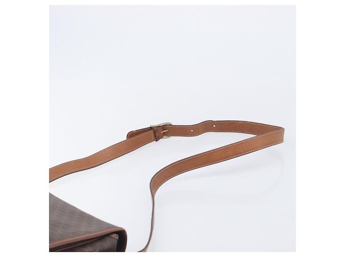 Céline Bolsa de Ombro CELINE Macadam Canvas PVC Leather Brown Gold Auth 207469 Marrom Dourado - vista 14