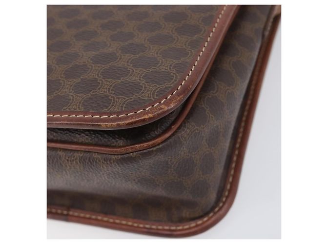 Céline Bolsa de Ombro CELINE Macadam Canvas PVC Leather Brown Gold Auth 207469 Marrom Dourado - vista 16