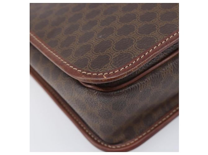 Céline Bolsa de Ombro CELINE Macadam Canvas PVC Leather Brown Gold Auth 207469 Marrom Dourado - vista 17