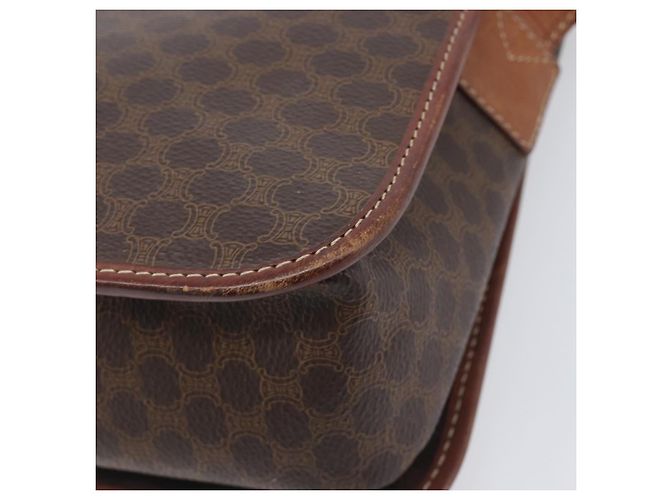 Céline Bolsa de Ombro CELINE Macadam Canvas PVC Leather Brown Gold Auth 207469 Marrom Dourado - vista 18