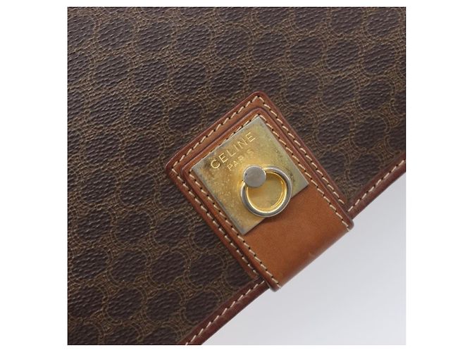 Céline Bolsa de Ombro CELINE Macadam Canvas PVC Leather Brown Gold Auth 207469 Marrom Dourado - vista 19