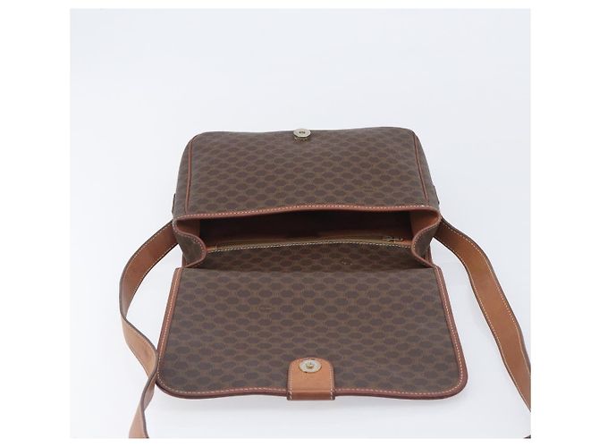 Céline Bolsa de Ombro CELINE Macadam Canvas PVC Leather Brown Gold Auth 207469 Marrom Dourado - vista 20