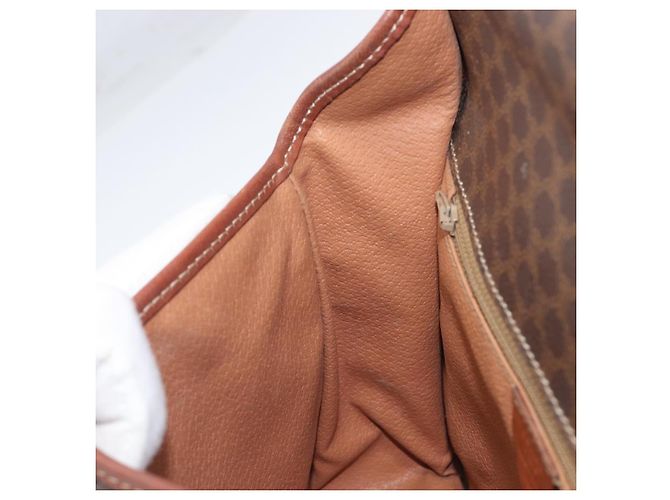 Céline Bolsa de Ombro CELINE Macadam Canvas PVC Leather Brown Gold Auth 207469 Marrom Dourado - vista 22