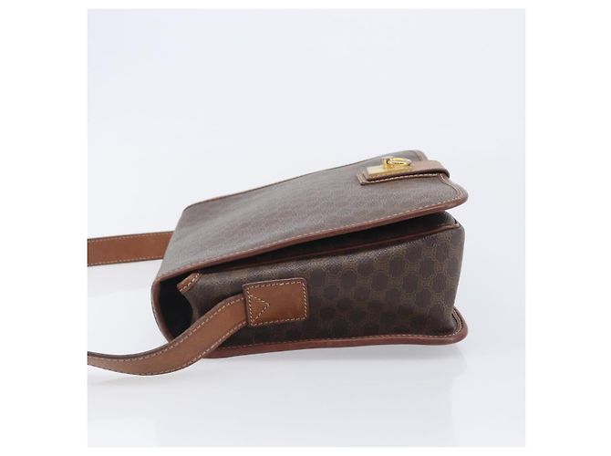Céline Bolsa de Ombro CELINE Macadam Canvas PVC Leather Brown Gold Auth 207469 Marrom Dourado - vista 4