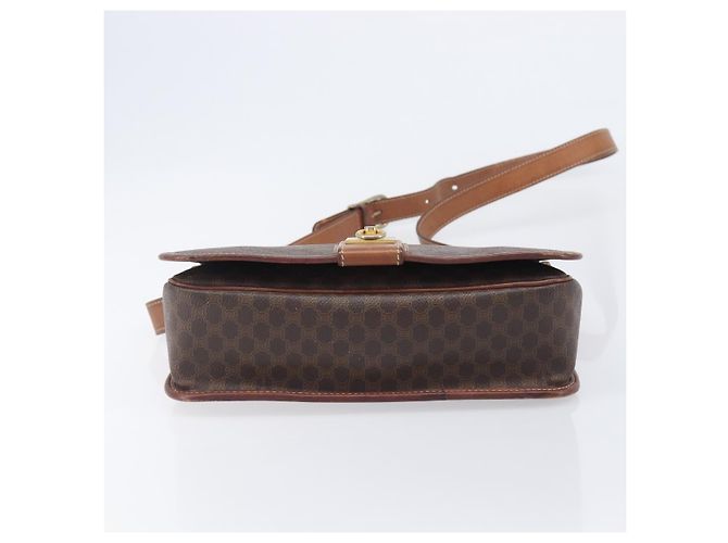 Céline Bolsa de Ombro CELINE Macadam Canvas PVC Leather Brown Gold Auth 207469 Marrom Dourado - vista 5