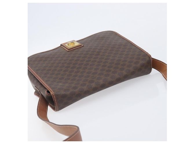 Céline Bolsa de Ombro CELINE Macadam Canvas PVC Leather Brown Gold Auth 207469 Marrom Dourado - vista 6