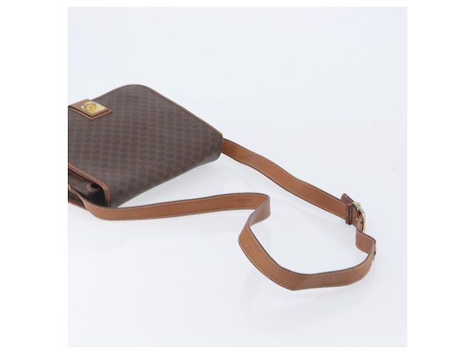 Céline Bolsa de Ombro CELINE Macadam Canvas PVC Leather Brown Gold Auth 207469 Marrom Dourado - vista 7