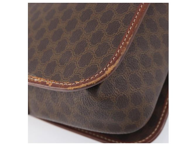 Céline Bolsa de Ombro CELINE Macadam Canvas PVC Leather Brown Gold Auth 207469 Marrom Dourado - vista 9