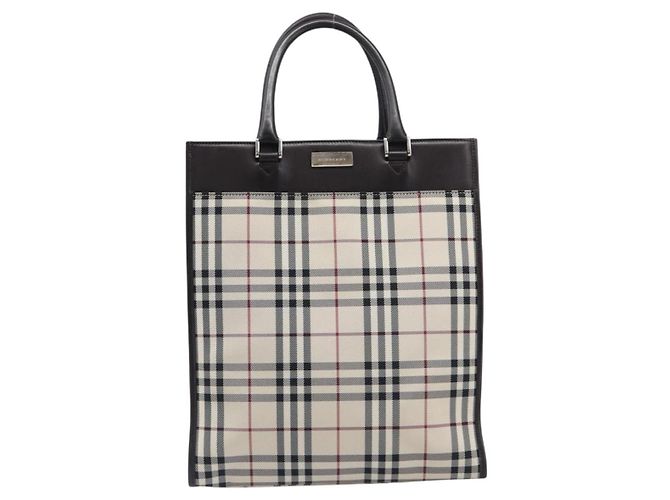 Sac à main BURBERRY Nova Check Canvas Beige Silver Auth 206837A Argenté - vue 13