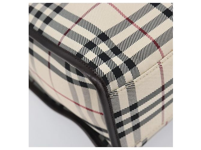 Sac à main BURBERRY Nova Check Canvas Beige Silver Auth 206837A Argenté - vue 15