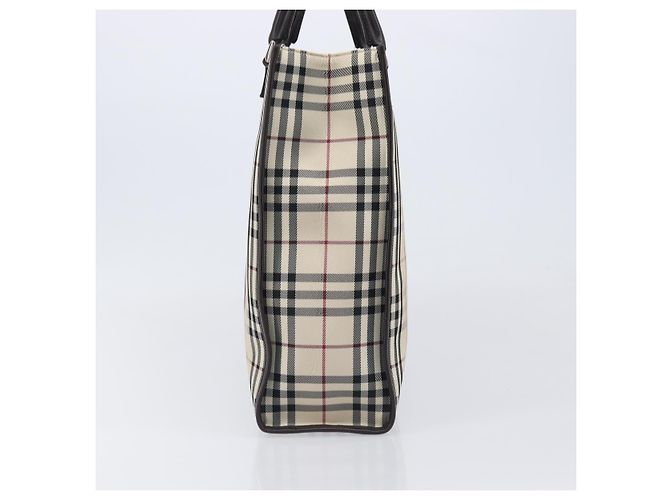 Sac à main BURBERRY Nova Check Canvas Beige Silver Auth 206837A Argenté - vue 4