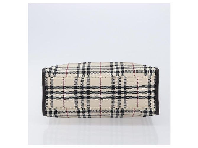 Sac à main BURBERRY Nova Check Canvas Beige Silver Auth 206837A Argenté - vue 5