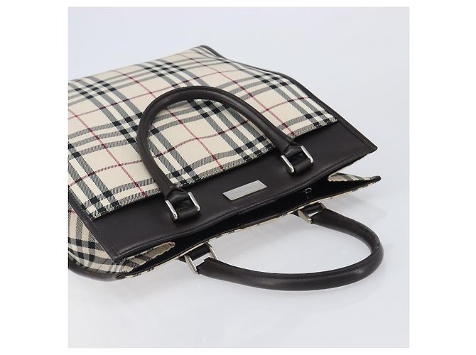 Sac à main BURBERRY Nova Check Canvas Beige Silver Auth 206837A Argenté - vue 6