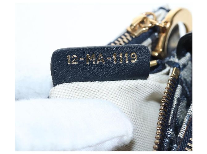 Borsa a tracolla Christian Dior Trotter Canvas Saddle Navy Gold Auth 206735V D'oro Blu navy - vista 11