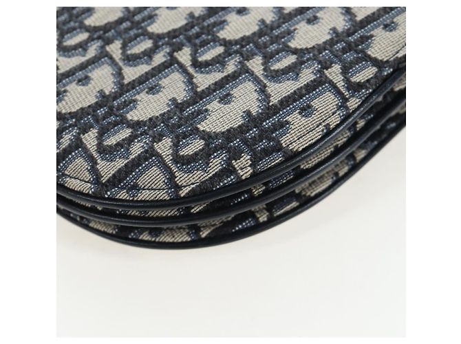 Borsa a tracolla Christian Dior Trotter Canvas Saddle Navy Gold Auth 206735V D'oro Blu navy - vista 19