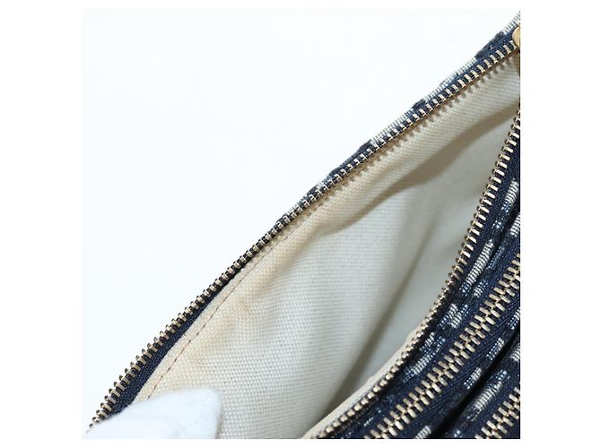 Borsa a tracolla Christian Dior Trotter Canvas Saddle Navy Gold Auth 206735V D'oro Blu navy - vista 22