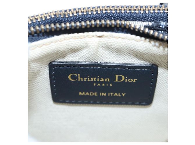 Borsa a tracolla Christian Dior Trotter Canvas Saddle Navy Gold Auth 206735V D'oro Blu navy - vista 23