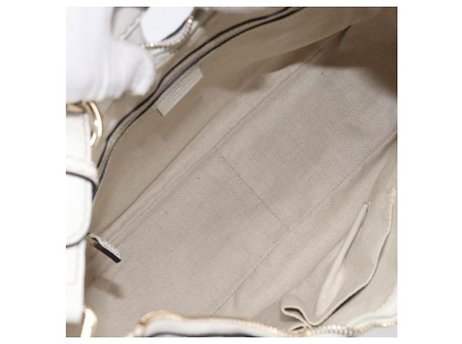 Borsa a tracolla GUCCI Sherry Line Horsebit in pelle Bianco Oro 247604 Auth LN087V - vista 10