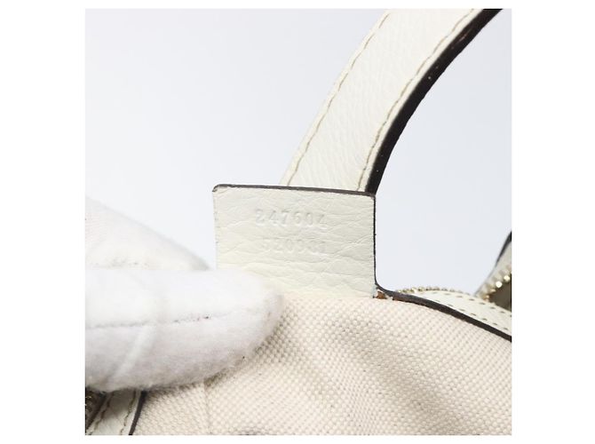 Borsa a tracolla GUCCI Sherry Line Horsebit in pelle Bianco Oro 247604 Auth LN087V - vista 11