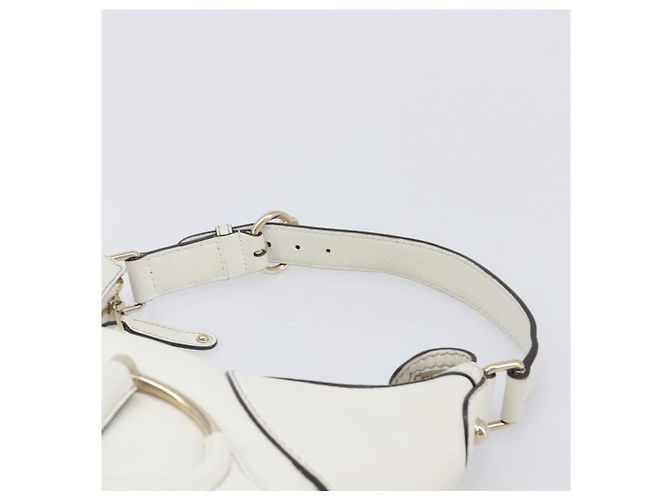 Borsa a tracolla GUCCI Sherry Line Horsebit in pelle Bianco Oro 247604 Auth LN087V - vista 14